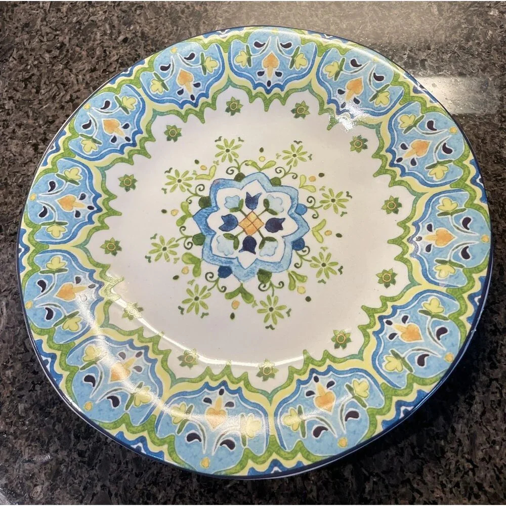 Pier 1 Imports‎ Celeste Salad Luncheon Plate Floral Flowers 9 inch Spring Boho